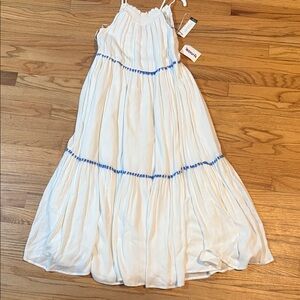 Rachel Zoe Girls☀️ White Maxi Dress with Blue Trim